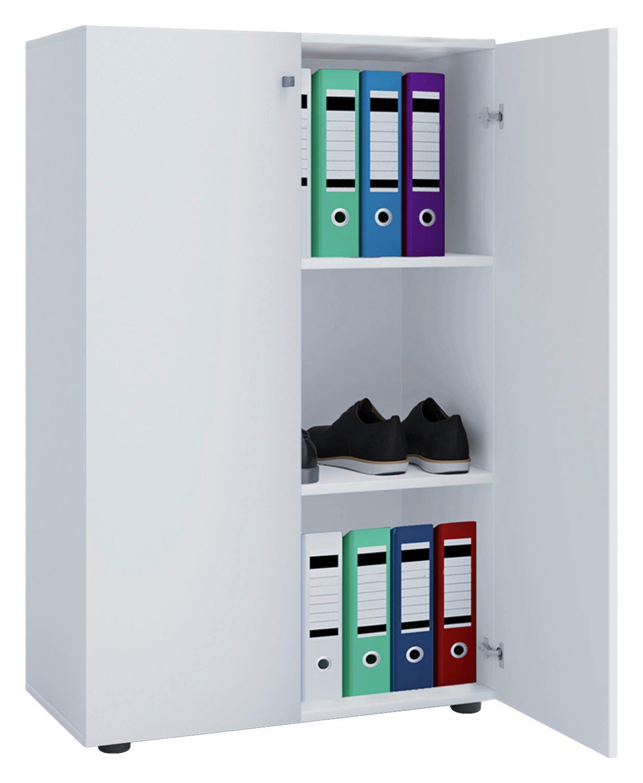 Pisarniška Omara Lona, Bela - bela, Basics, leseni material (70/110/39cm) - MID.YOU