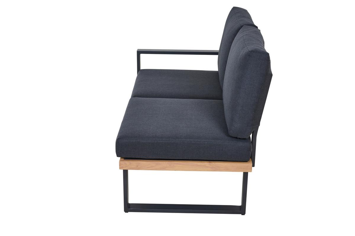 Loungegarnitur Bari Anthrazit/Teakfarben - Anthrazit/Teakfarben, Basics, Textil/Metall (73,5/78,5/155cm) - Siena Garden
