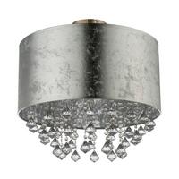 Deckenleuchte 15188D3 in Silberfarben max. 60 Watt - Klar/Silberfarben, Design, Kunststoff/Textil (40/38cm) - Globo