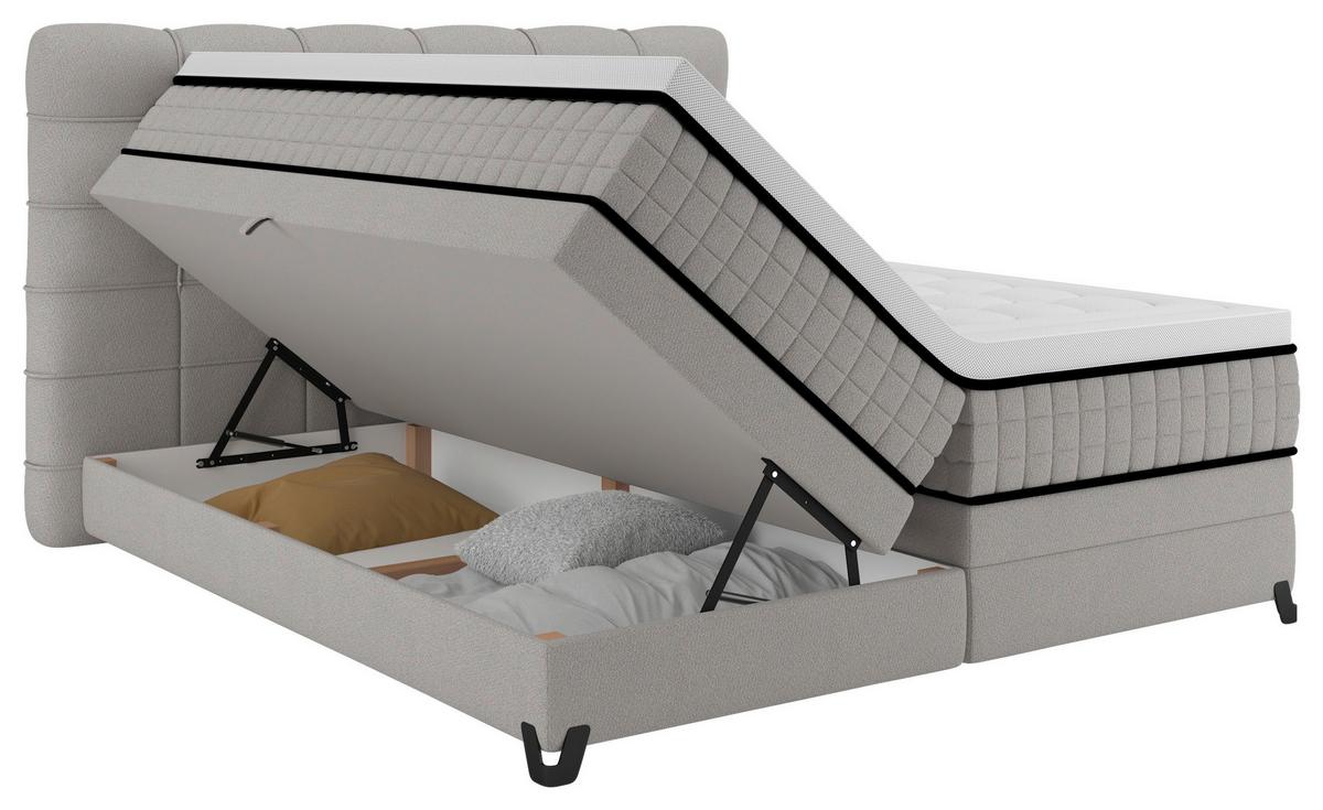 Boxspringbett Carmen C Grau ca. 180x200cm - Grau, KONVENTIONELL, Holz/Holzwerkstoff (180/200cm) - Premium Living