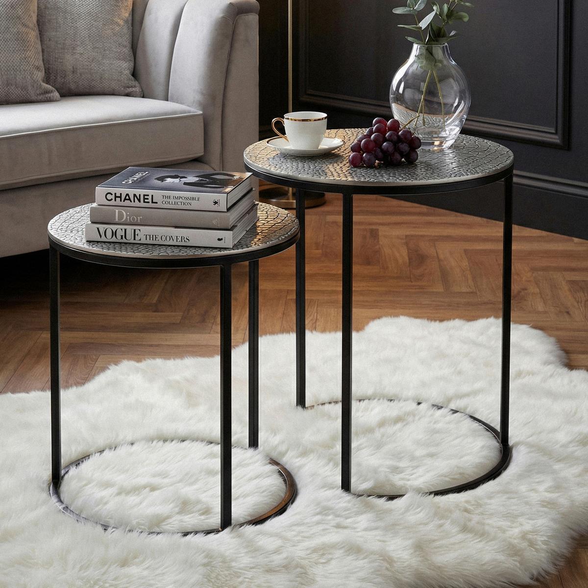 Satztisch Wl7.347 - Silberfarben/Schwarz, Design, Metall (40/40/48cm) - Livetastic