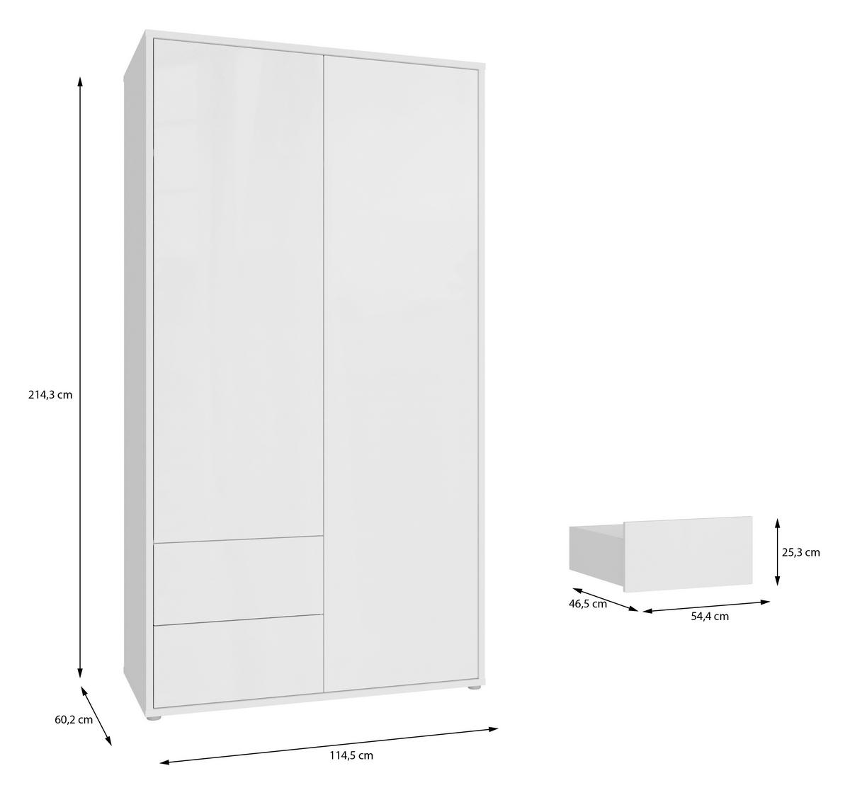 Omara S Klasičnimi Vrati Alice, Bela - bela/visoki sijaj, Trend, leseni material (115/214/60cm) - Carryhome