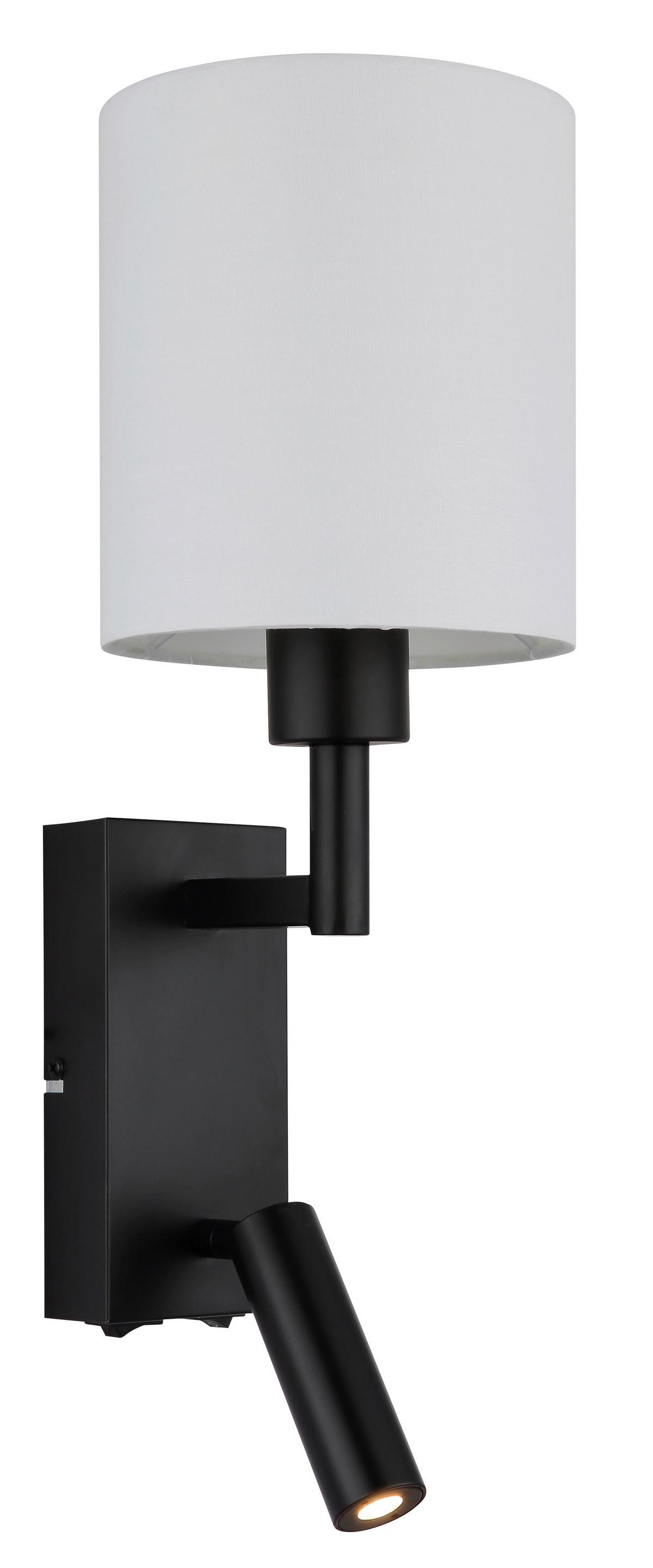 Led Zidna Svjetiljka Zamora - bijela/crna, Konvencionalno, metal/tekstil (15/45,5cm) - Globo