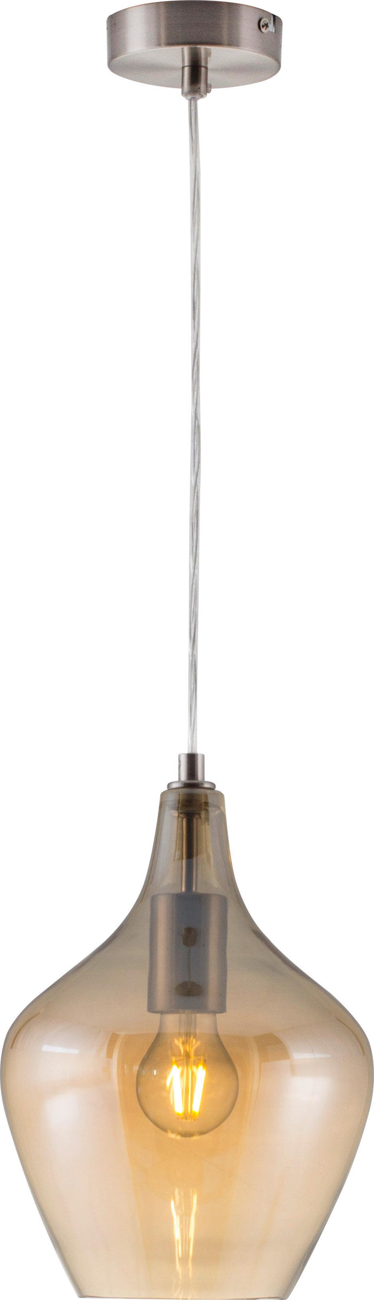 HÄNGELEUCHTE 30620123X PASO - Nickelfarben, Design, Glas/Metall (22/150cm) - Globo