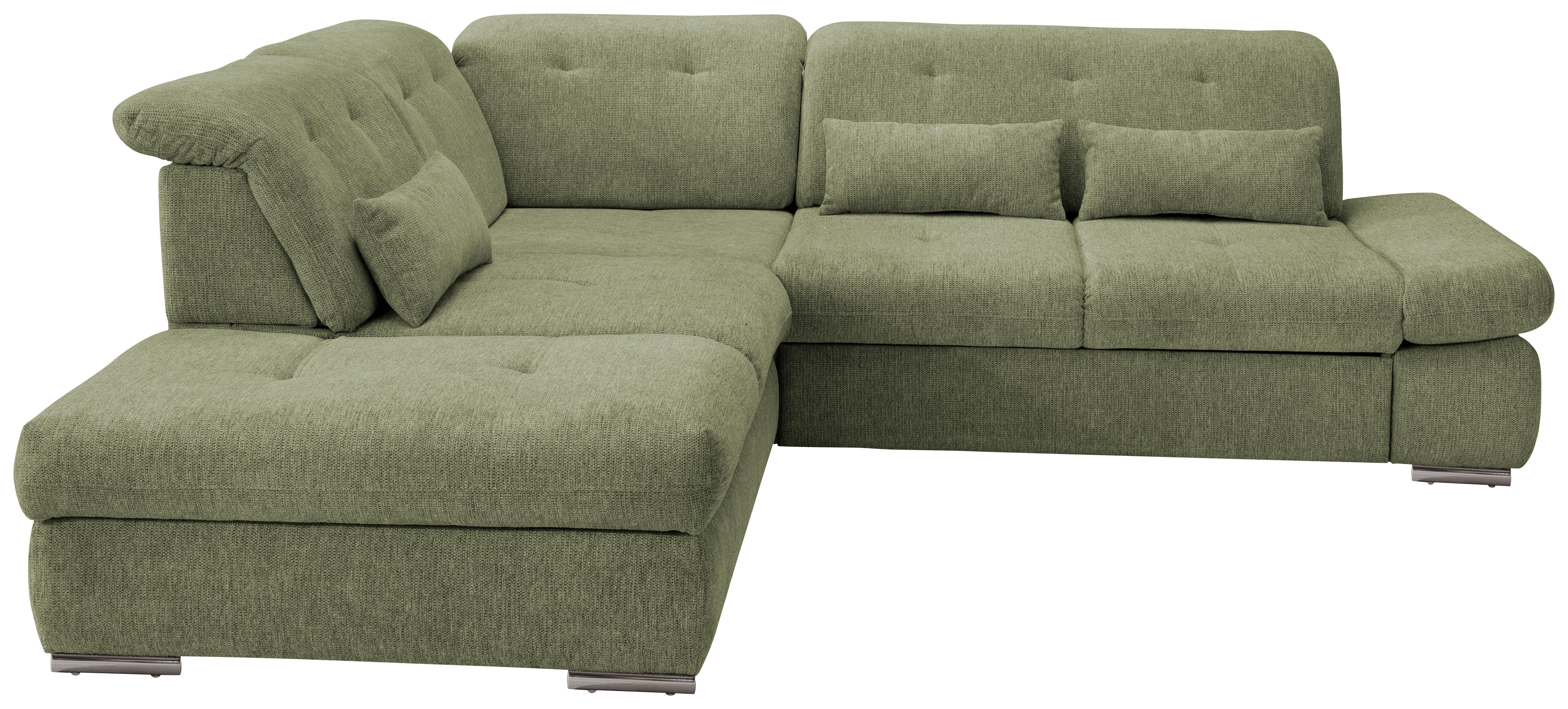 Wohnlandschaft Dalida Grün Chenille - Chromfarben/Grün, Design, Textil/Metall (254/280cm) - Livetastic