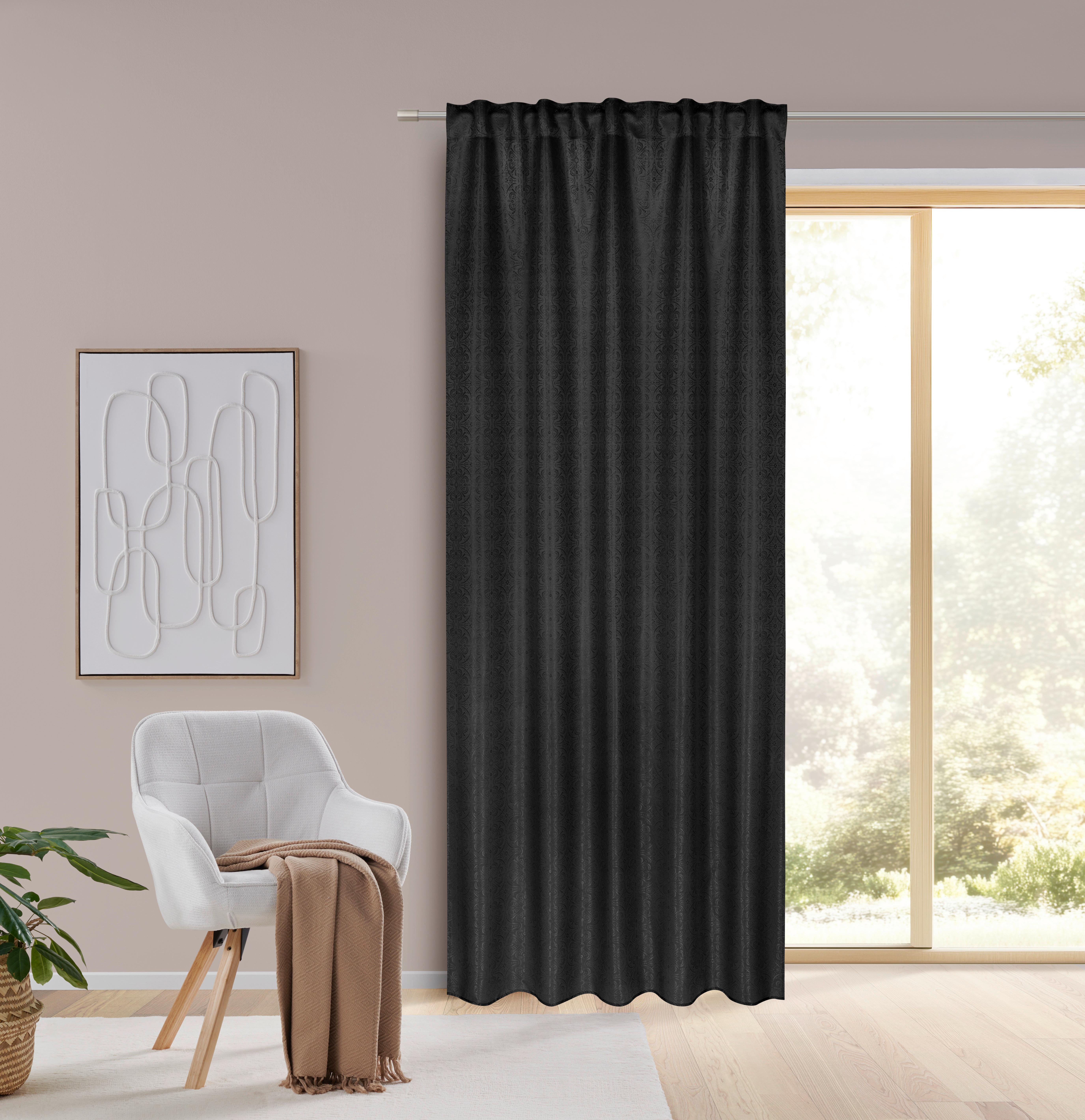 Fertigvorhang Emil Schwarz ca. 135x245cm - Schwarz, ROMANTIK / LANDHAUS, Textil (135/245cm) - Mömax