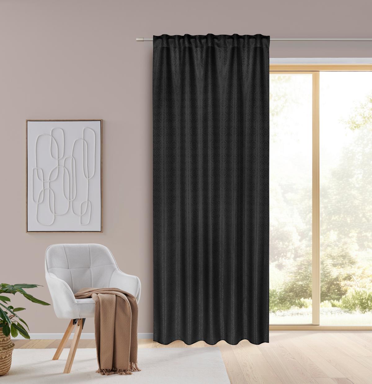 Fertigvorhang Emil Schwarz ca. 135x245cm - Schwarz, ROMANTIK / LANDHAUS, Textil (135/245cm) - Mömax