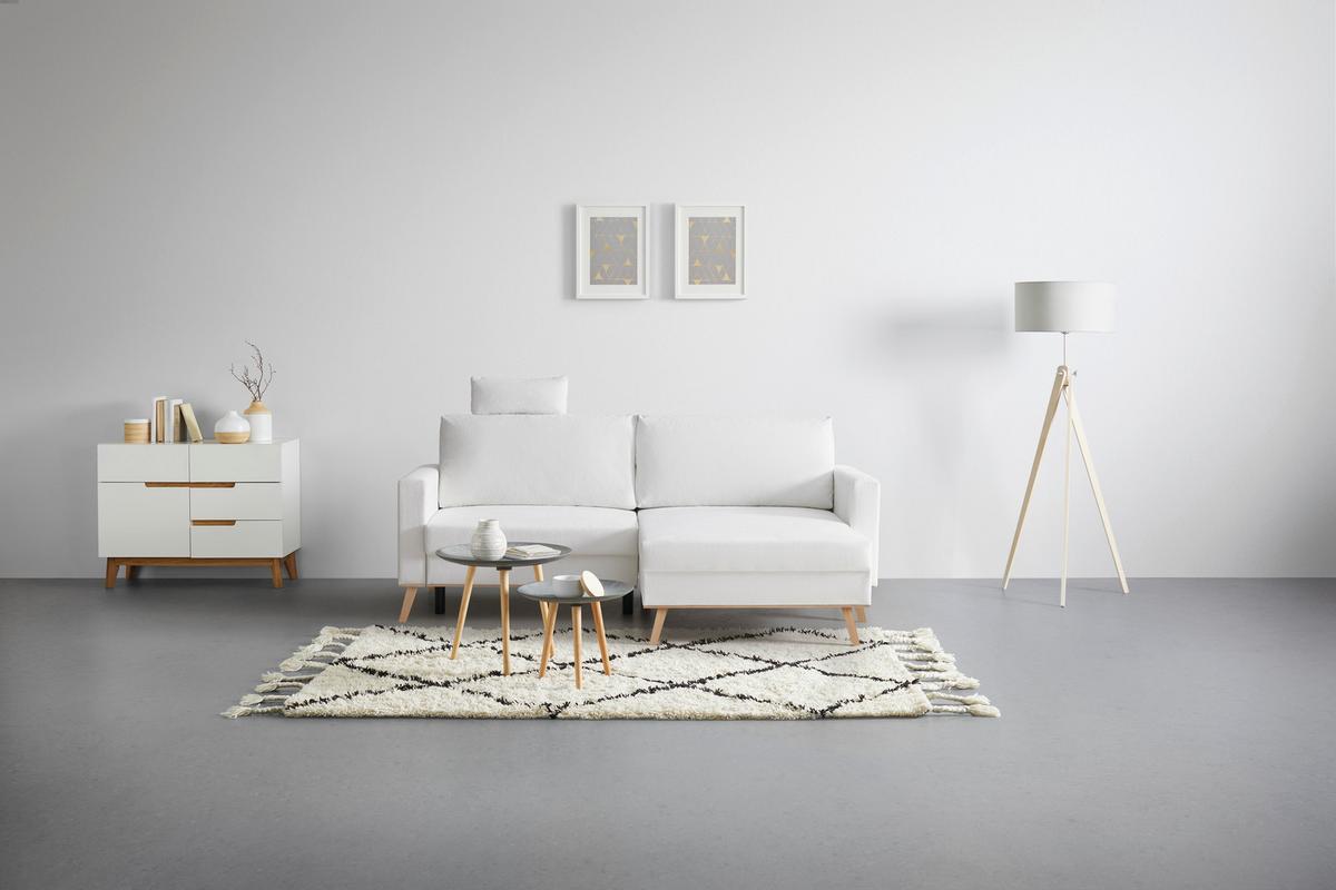 Wohnlandschaft Rio Weiß - Eichefarben/Weiß, MODERN, Holz/Textil (222/94/152cm) - Mömax