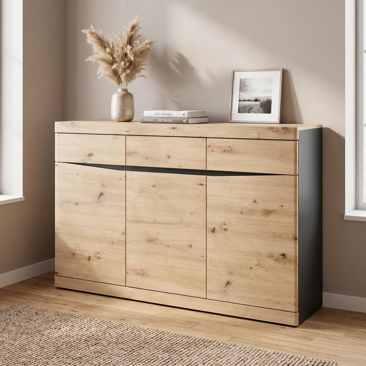 Komoda Turino - hrast Artisan/antracit, Trend, drvni materijal/plastika (150/92,1/39,9cm) - Modern Living