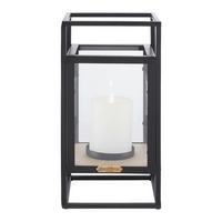 LATARNIA TARA - naturalny/czarny, Modern, materiał drewnopochodny/metal (15/30/15cm) - Bessagi Home