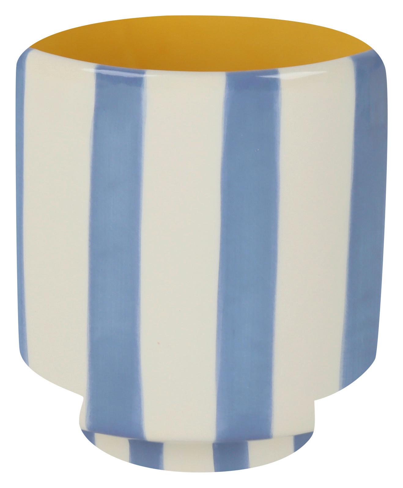 Vase Agi Weiß/Hellblau/Hellgelb - Hellgelb/Weiß, Keramik (15,2/16,2/15,2cm) - Mömax