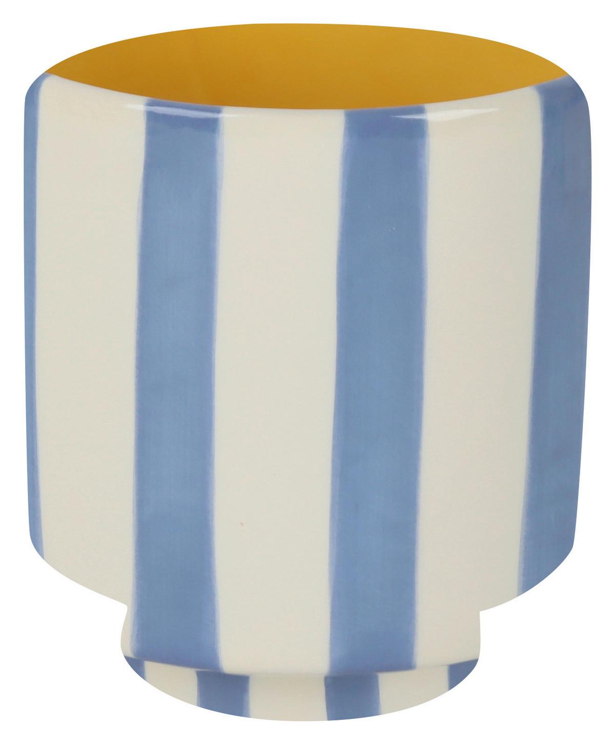 Vase Agi Weiß/Hellblau/Hellgelb - Hellgelb/Weiß, Keramik (15,2/16,2/15,2cm) - Mömax