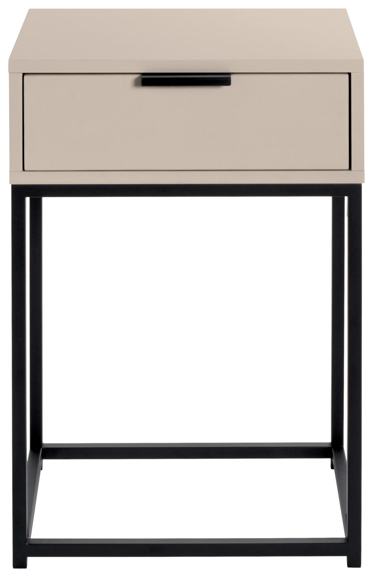 Nachtkästchen Ilva Kaschmir/Schwarz - Kaschmir/Schwarz, KONVENTIONELL, Holzwerkstoff/Metall (40/60/28cm) - Mömax