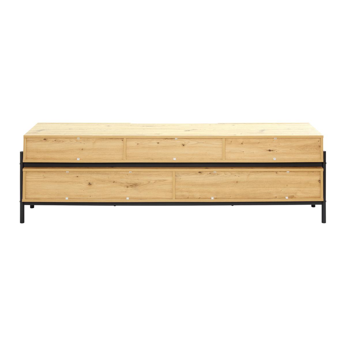 Lowboard Jasmina Schwarz/Eichefarben MDF - Eichefarben/Schwarz, MODERN, Holz/Metall (175/54/41,5cm) - Bessagi Home