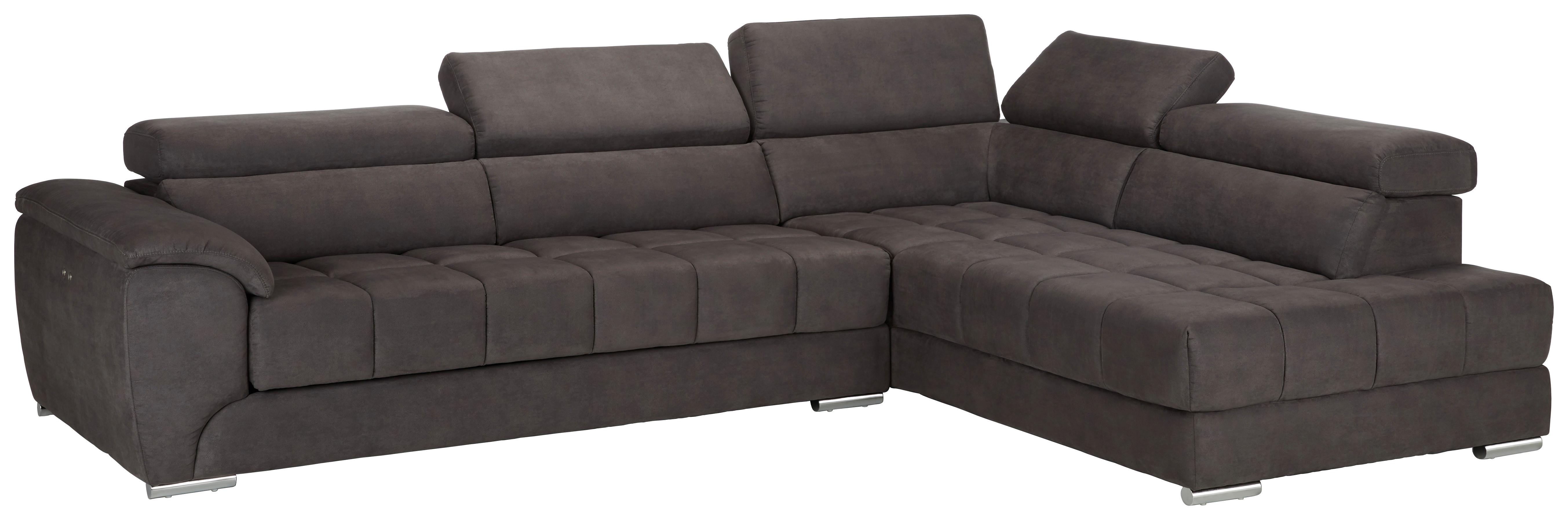 Ecksofa in Dunkelgrau - Dunkelgrau, Modern, Textil/Metall (299/72-91/212cm) - Modern Living