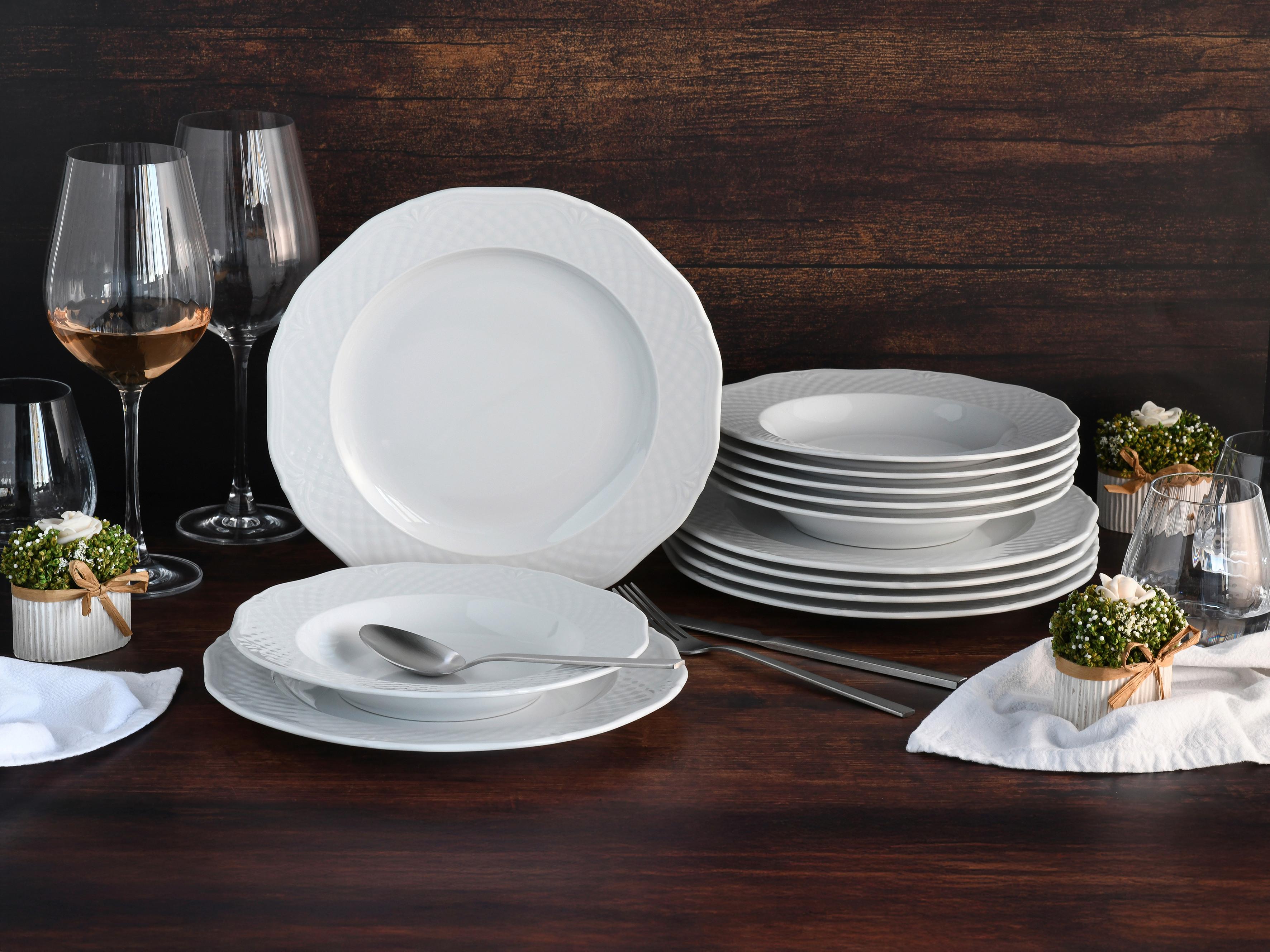 Jedilni Servis Arianne, 12-Delni - bela, Basics, keramika - Creatable