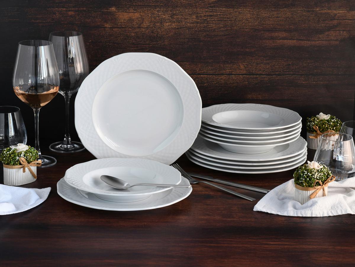 Jedilni Servis Arianne, 12-Delni - bela, Basics, keramika - Creatable