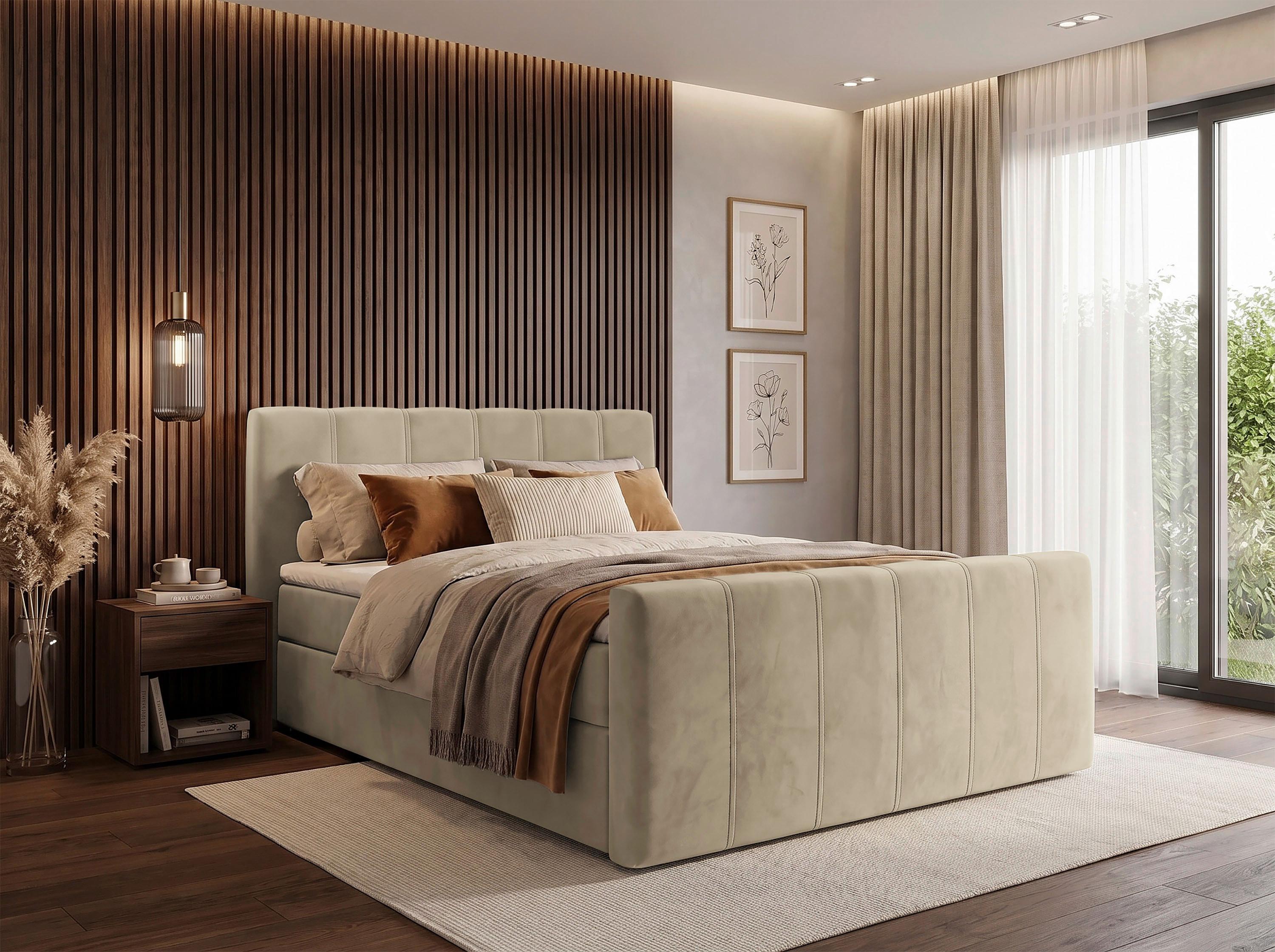 Boxbett Dana Plus Beige ca.140x200cm - Beige/Schwarz, Kunststoff/Textil (140/200cm) - Based