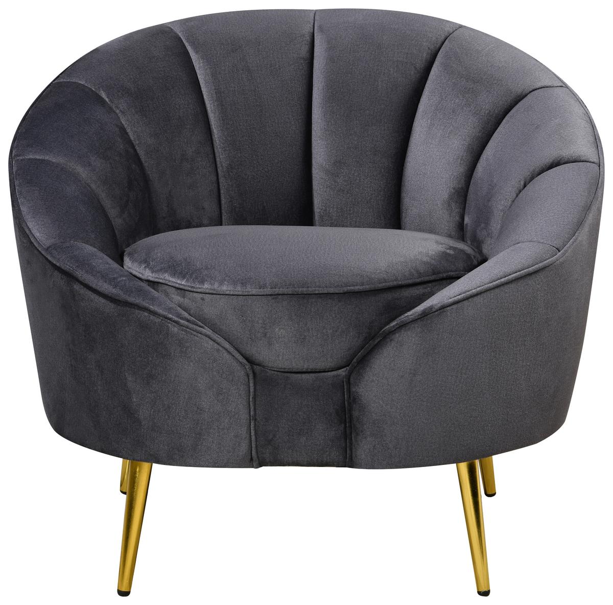 Fotelj Stella, Temno Siva - temno siva/barve medenine, Design, kovina/tekstil (87/76/82cm) - Livetastic