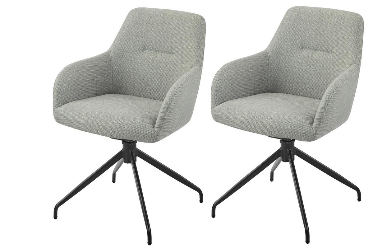 ARMLEHNSTUHL-SET TRIEST S 2ER-SET - Schwarz/Mintgrün, MODERN, Textil/Metall (56/83/60cm) - MID.YOU