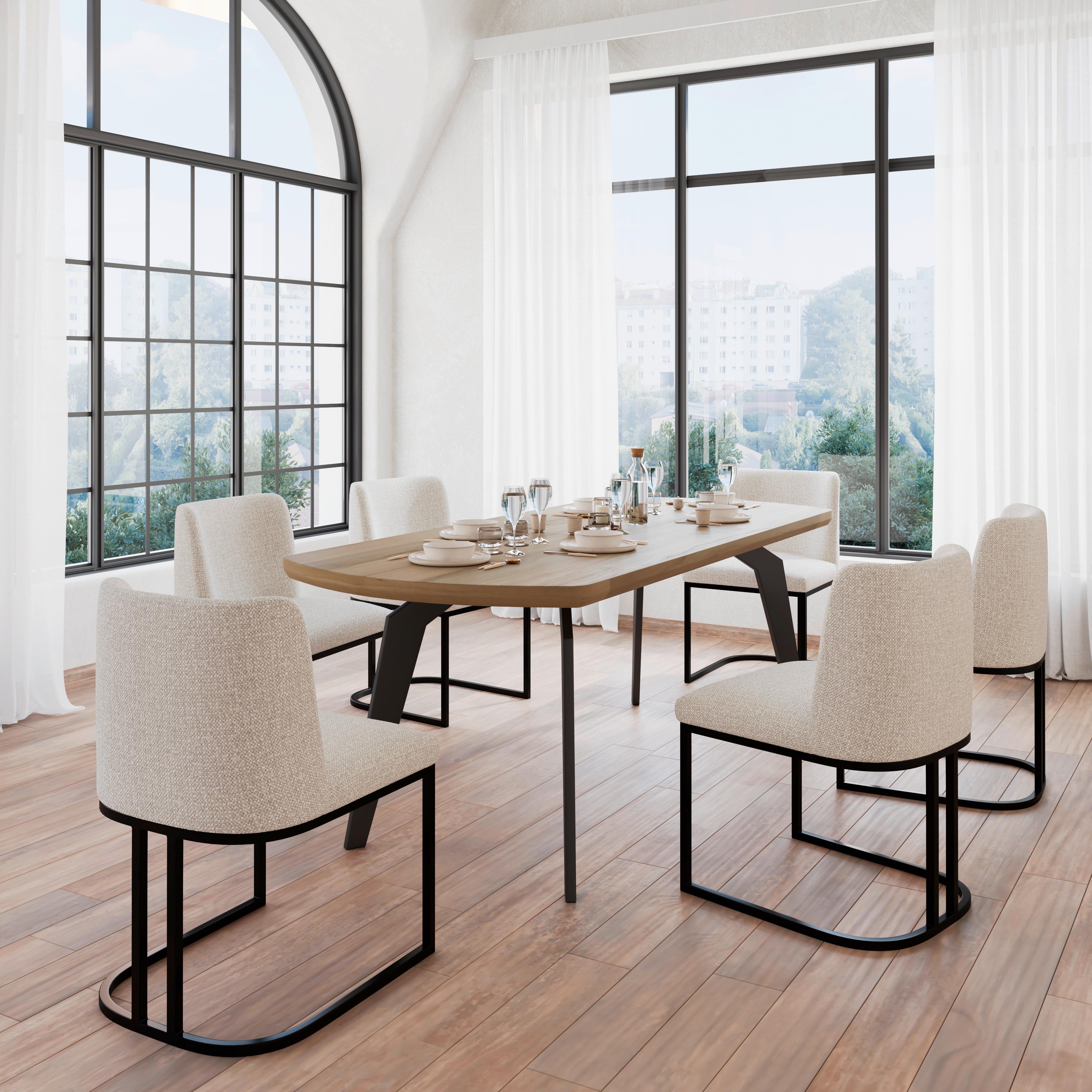 Stuhl Liara Hellgrau Webstoff Gepolstert - Hellgrau/Schwarz, MODERN, Holz/Textil (52/81,5/57cm) - Bessagi Home