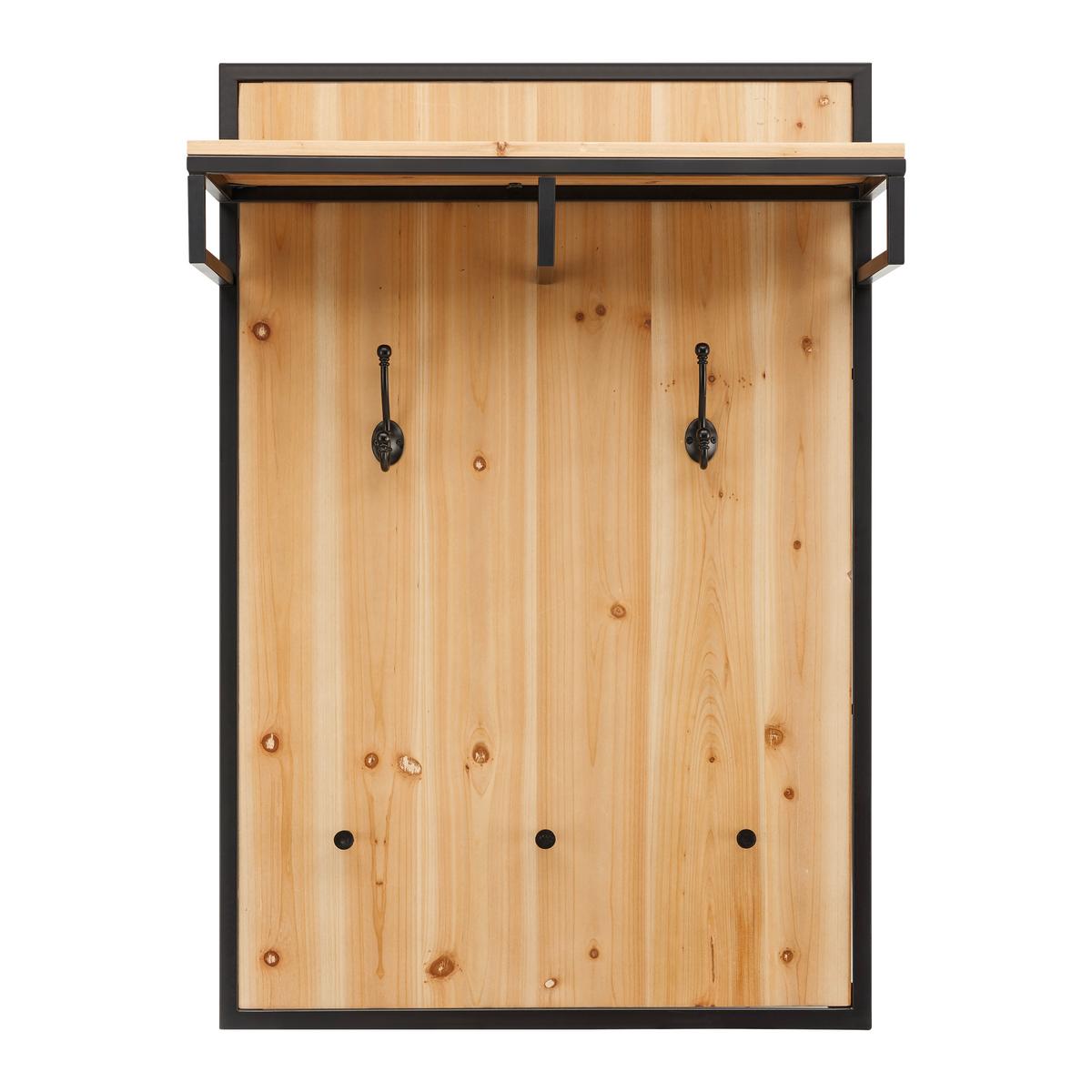 Garderobe "Vittoria" aus Tannenholz, massiv - Schwarz/Naturfarben, MODERN, Holz/Metall (67/100/27cm) - Bessagi Home