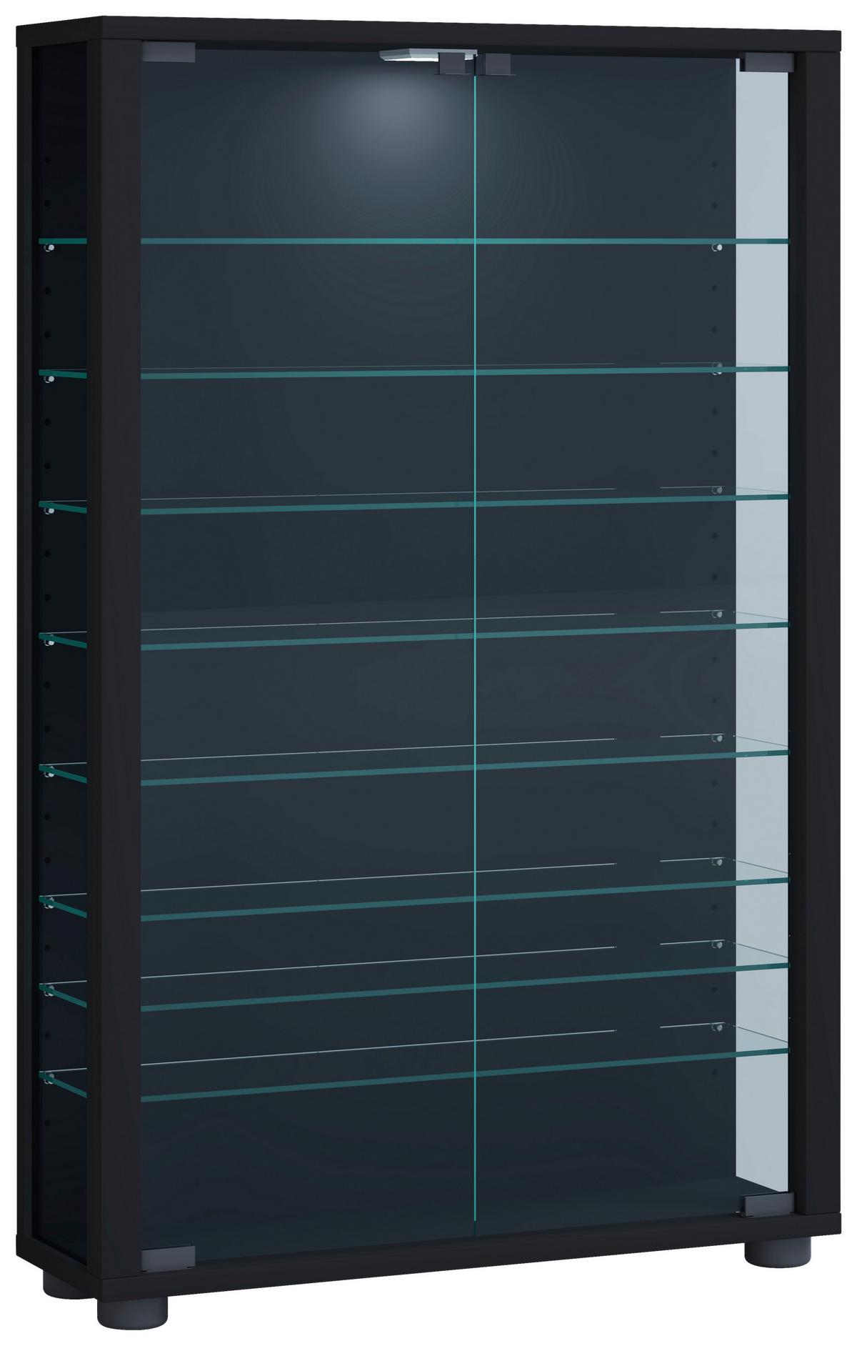 Vitrina Lumo Mini, Črna, Osvetlitev - črna/prosojno, Design, umetna masa/steklo (59/90/18cm) - MID.YOU