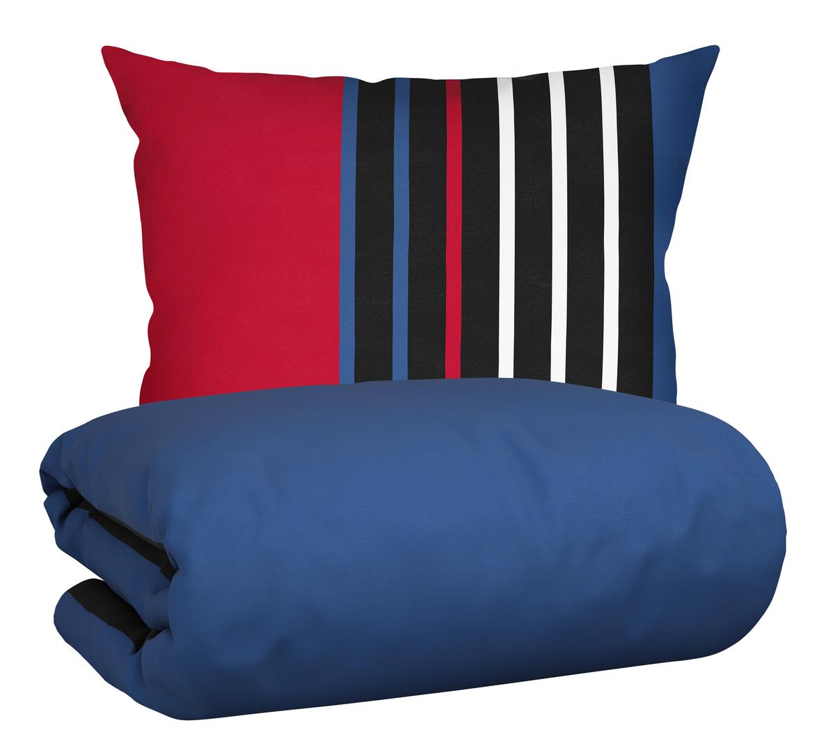 Posteljina Anton 140x200/60x80 Cm - plava/crvena, Konvencionalno, tekstil (140/200cm) - Modern Living