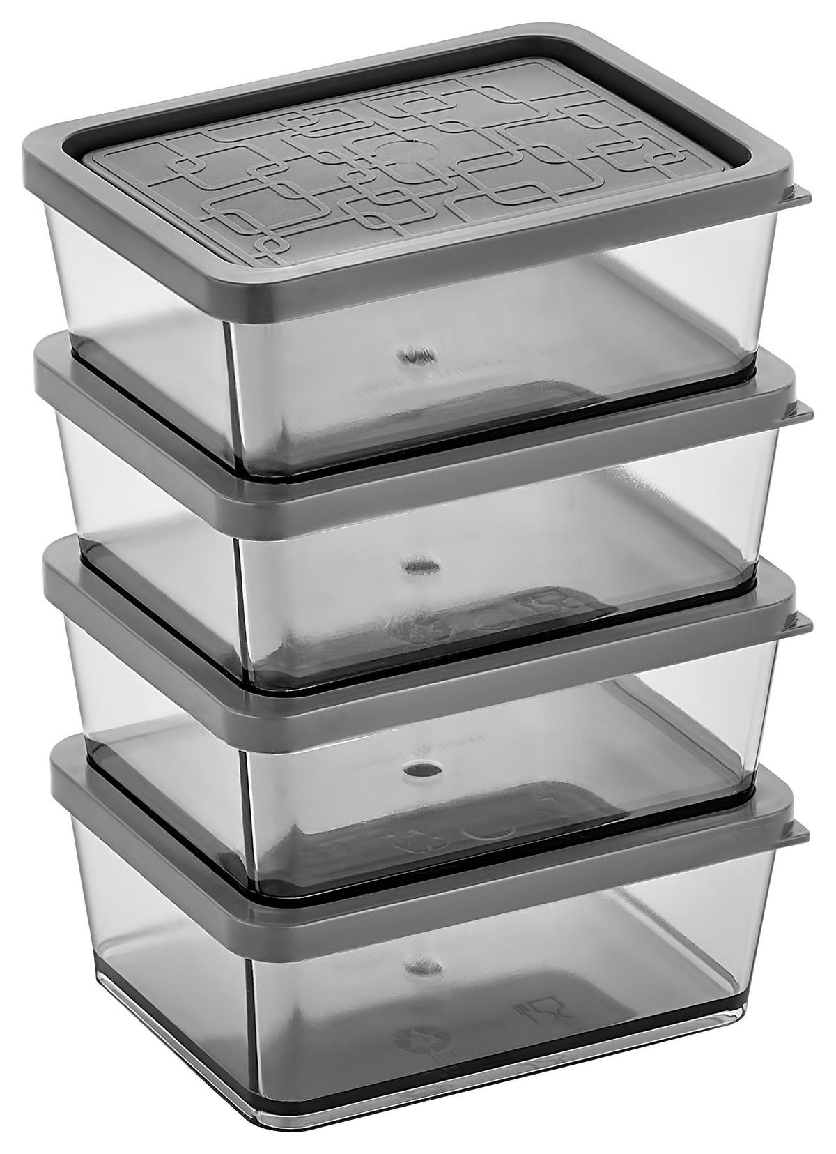 Ételtároló Készlet Blacky - 4 - fekete/szürke, Modern, műanyag (10cm) - Premium Living