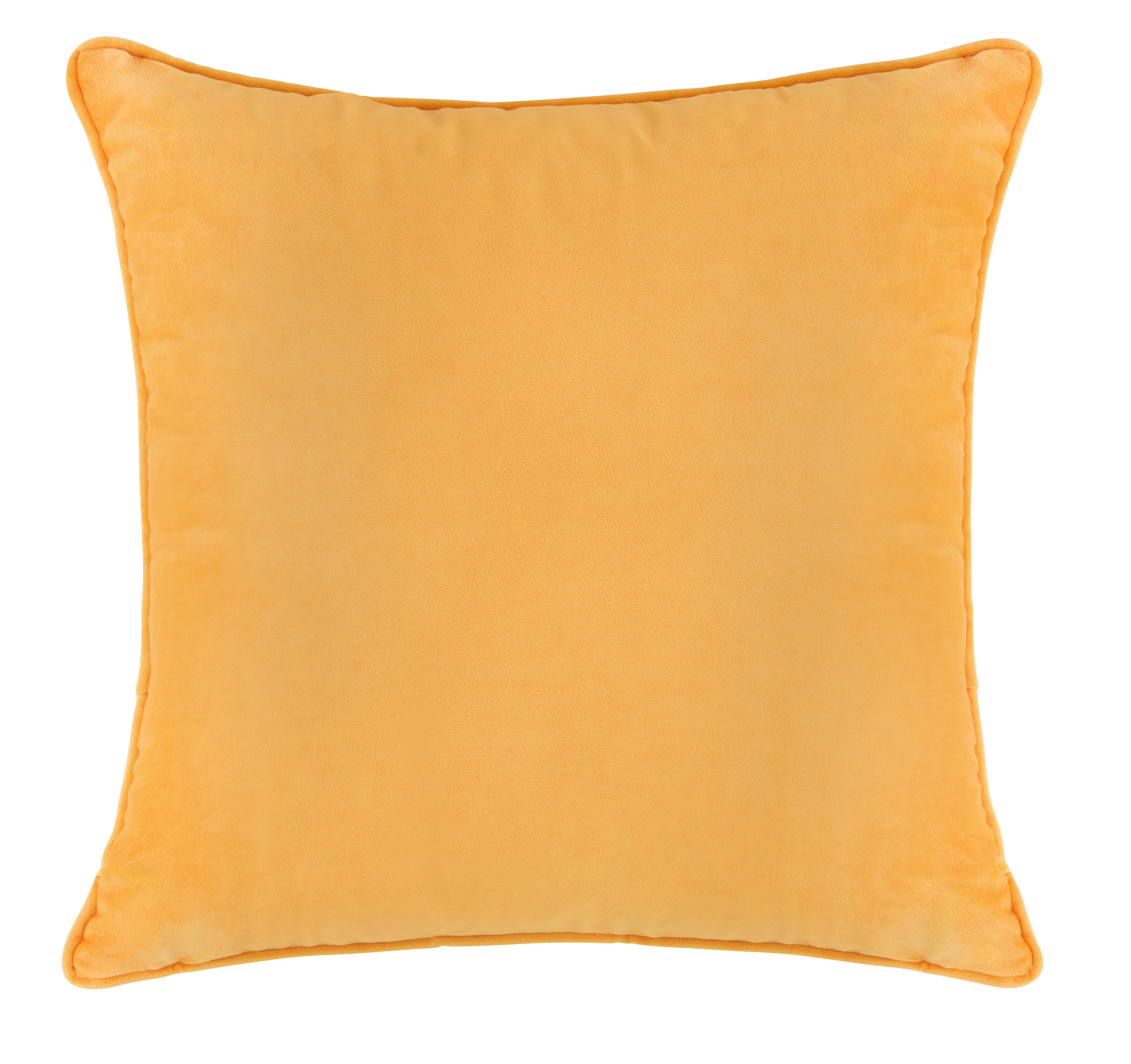 Zierkissen Viola aus Samt ca. 45x45cm - Currygelb, Konventionell (45/45cm) - Premium Living