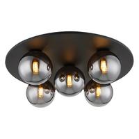 LED-DECKENLEUCHTE 56133-5D RIHA - Schwarz, Design, Glas/Metall (50/15,5cm) - Globo