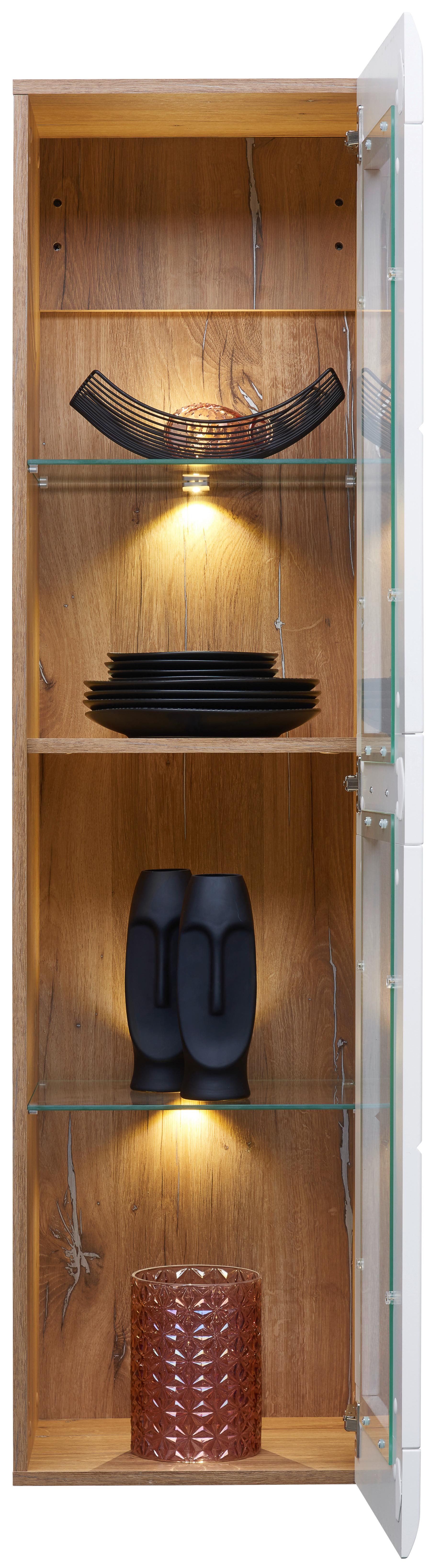 Viseća Vitrina Auris - bijela, Moderno, staklo/drvni materijal (40,3/153,4/37,1cm) - Modern Living