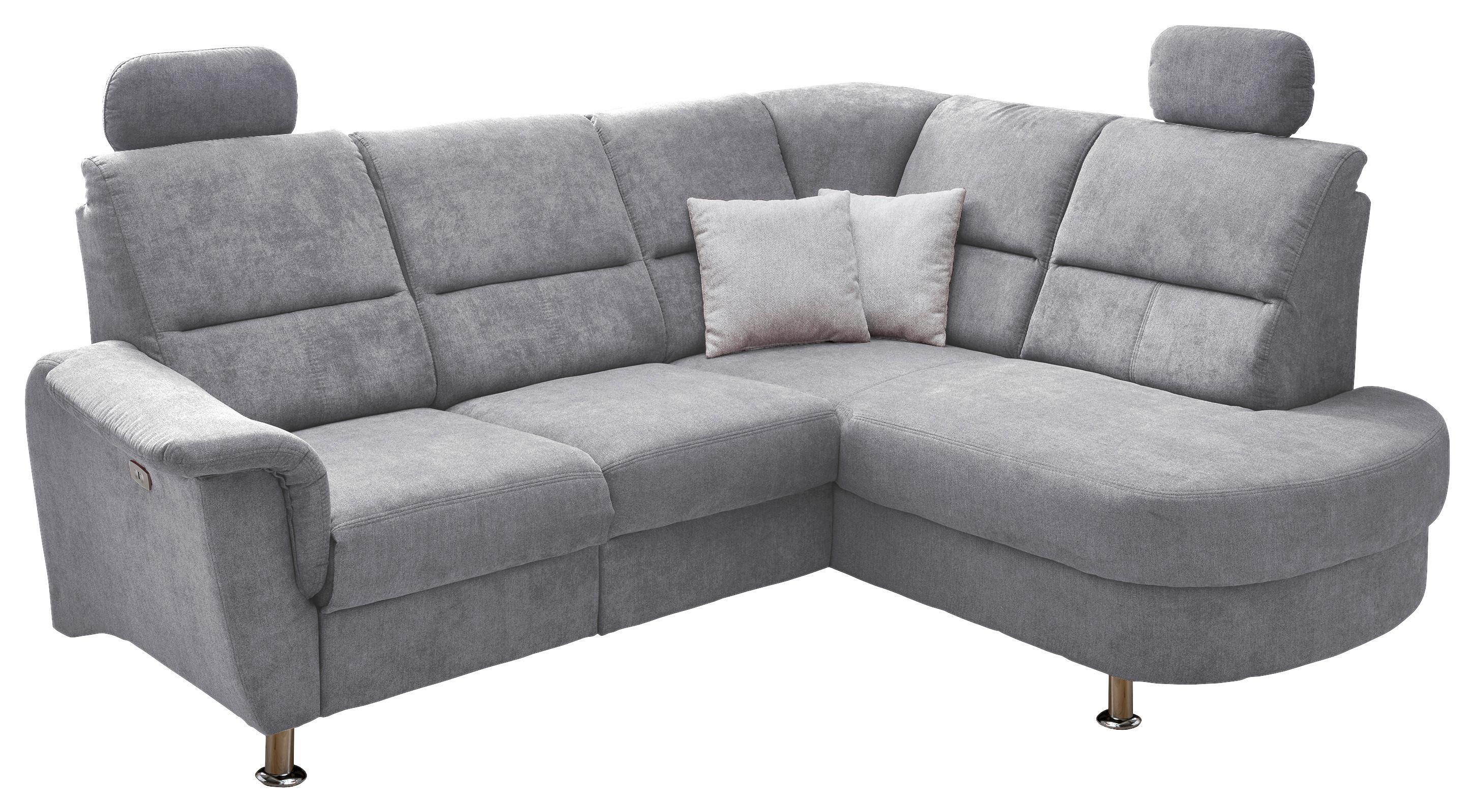 Wohnlandschaft Parole Grau Mikrofaser - Chromfarben/Grau, KONVENTIONELL, Textil/Metall (231/184cm) - Livetastic
