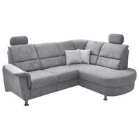 Wohnlandschaft Parole Grau Mikrofaser - Chromfarben/Grau, KONVENTIONELL, Textil/Metall (231/184cm) - Livetastic