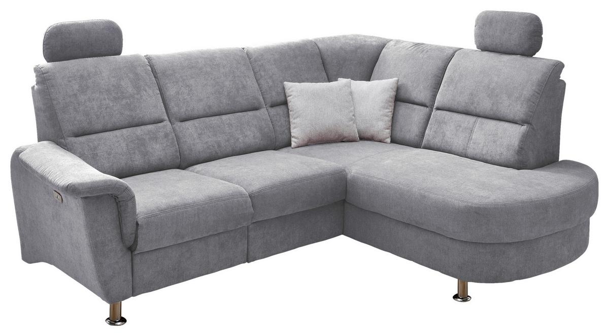 Wohnlandschaft Parole Grau Mikrofaser - Chromfarben/Grau, KONVENTIONELL, Textil/Metall (231/184cm) - Livetastic
