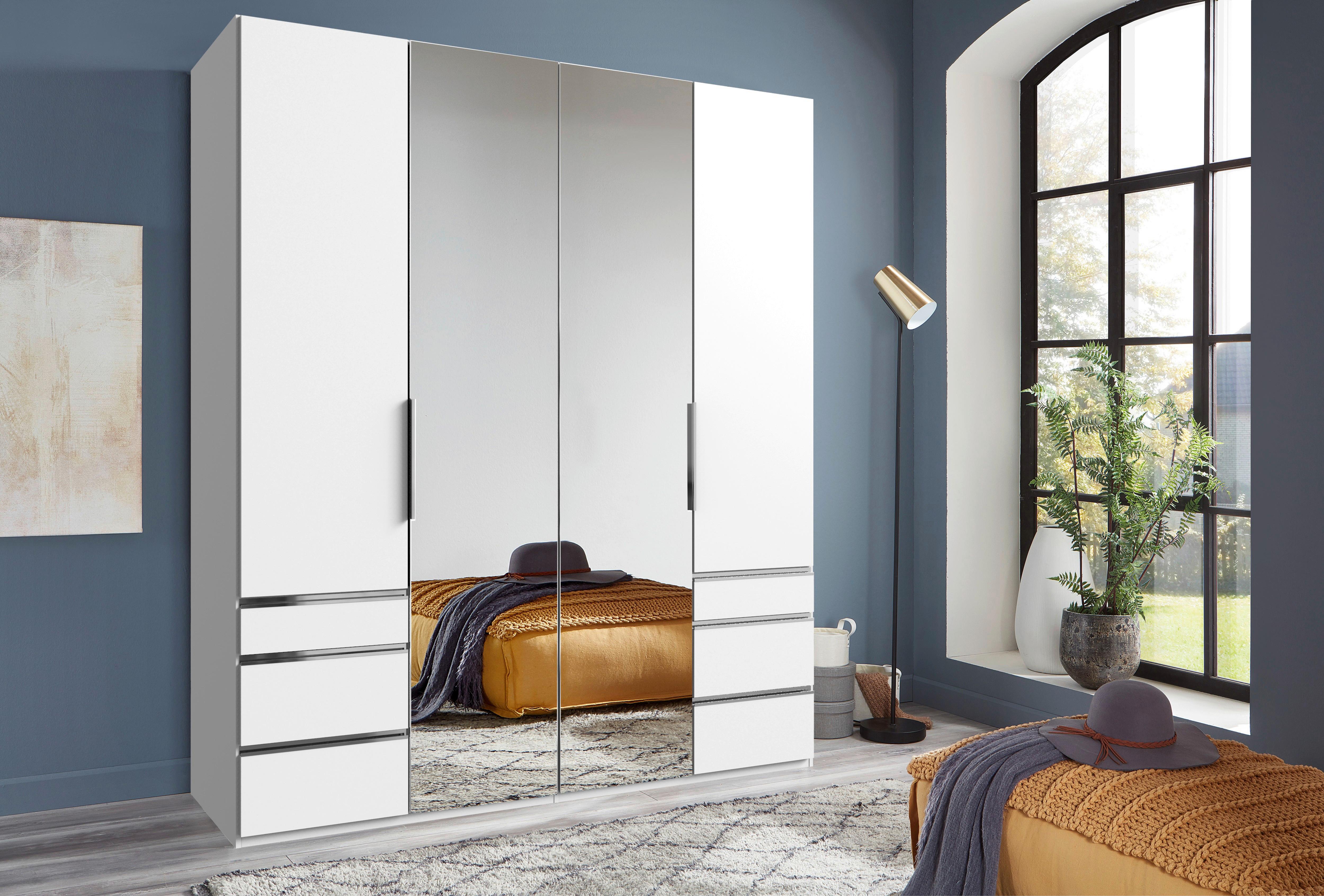 Drehtürenschrank mit Laden B: 200 cm Level, Weiß - Chromfarben/Weiß, MODERN, Holzwerkstoff (200/236/58cm) - MID.YOU