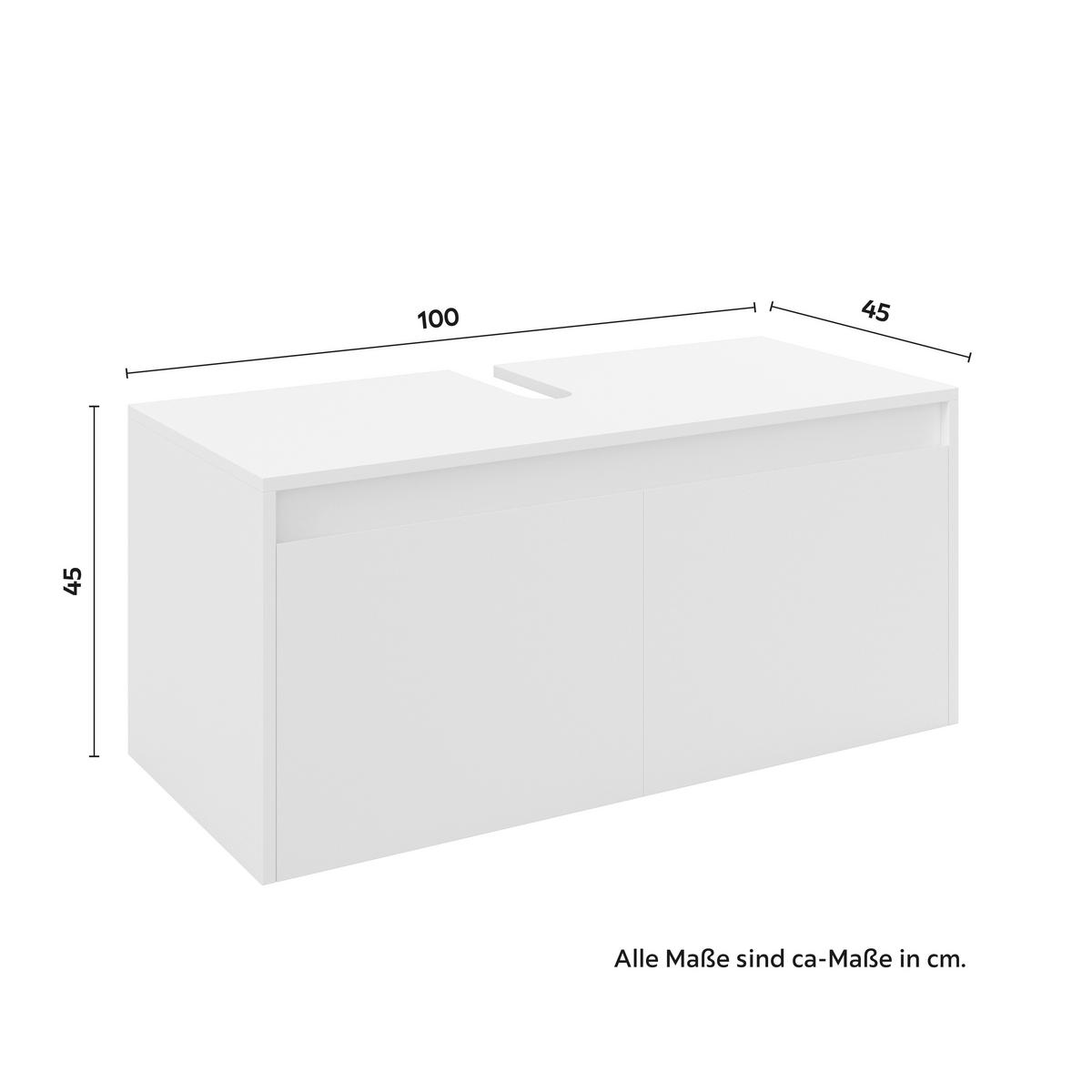 Badezimmer Martina Weiß 4-teilig - Weiß, MODERN, Glas/Holz (100/45/45cm) - Bessagi Home