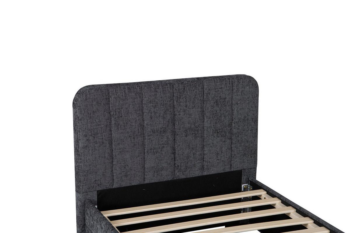 Ágykeret Ágyráccsal Box Space Eco - szürke, Konventionell, faalapú anyag/textil (90/200cm)