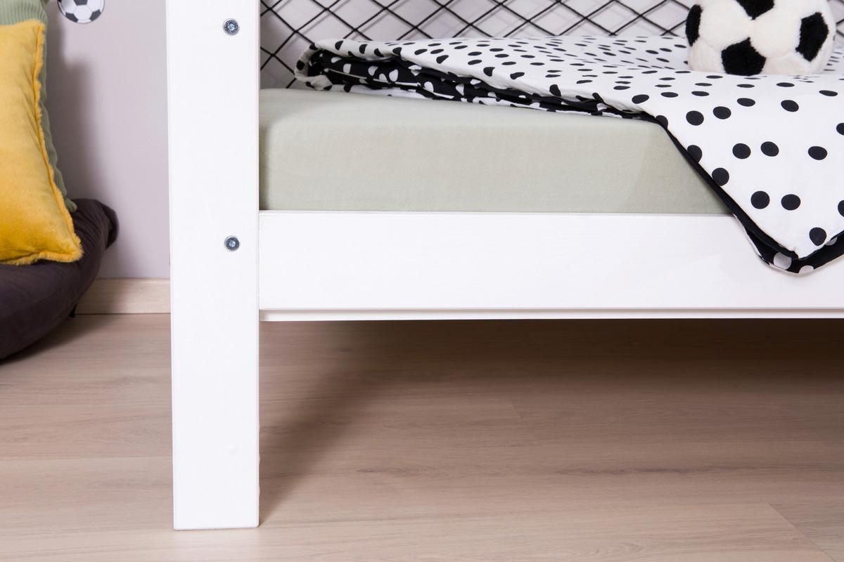 Postelja Soccer, 90x200cm, 1x Letveno Dno, 1x Vzmetnica - bela/naravne barve, Moderno, tekstil/les (90/200cm) - MID.YOU