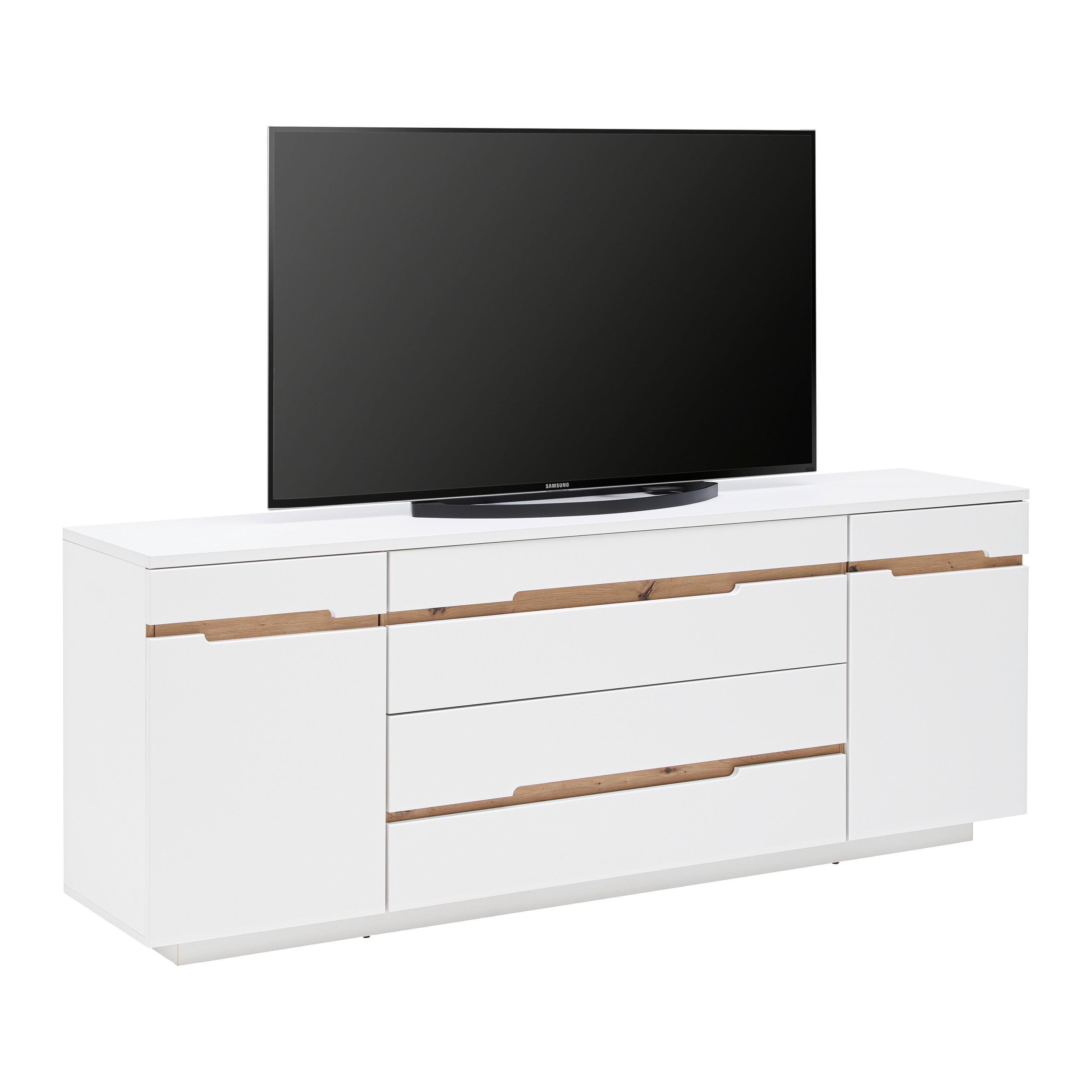 SZAFKA RTV DALLAS - biały/czarny, Modern, materiał drewnopochodny (190/73/44cm) - Mömax