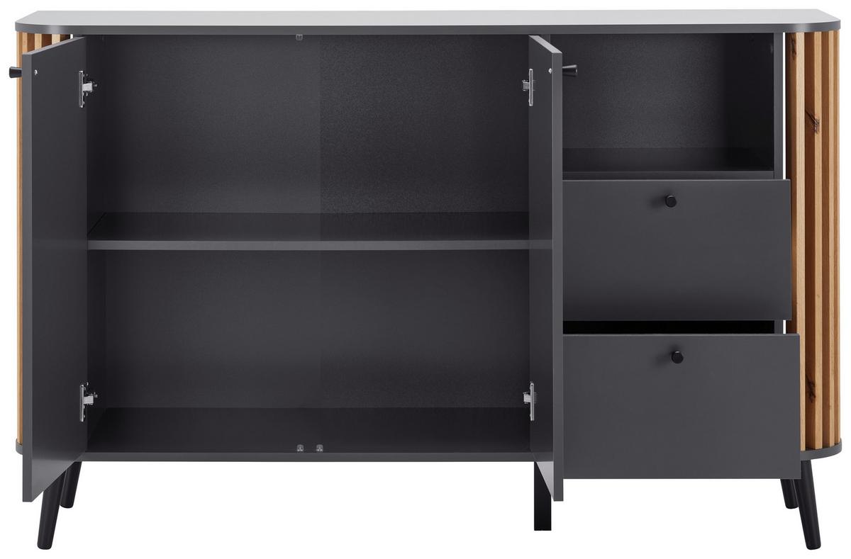 Sideboard in Grau/Naturfarben - Grau, Design, Holzwerkstoff/Kunststoff (138/88/40cm) - Premium Living