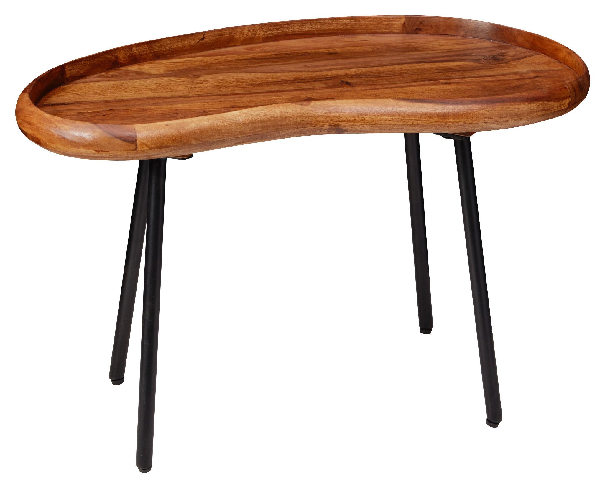 Couchtisch "WL5.670" , ca. 71x40 cm, aus Sheesham - Sheeshamfarben/Schwarz, Design, Holz/Metall (71/40/42cm) - MID.YOU