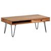 Couchtisch Bagli ca. 110x60 cm Akazie massiv - Schwarz/Akaziefarben, Design, Holz/Metall (110/60/40cm) - MID.YOU