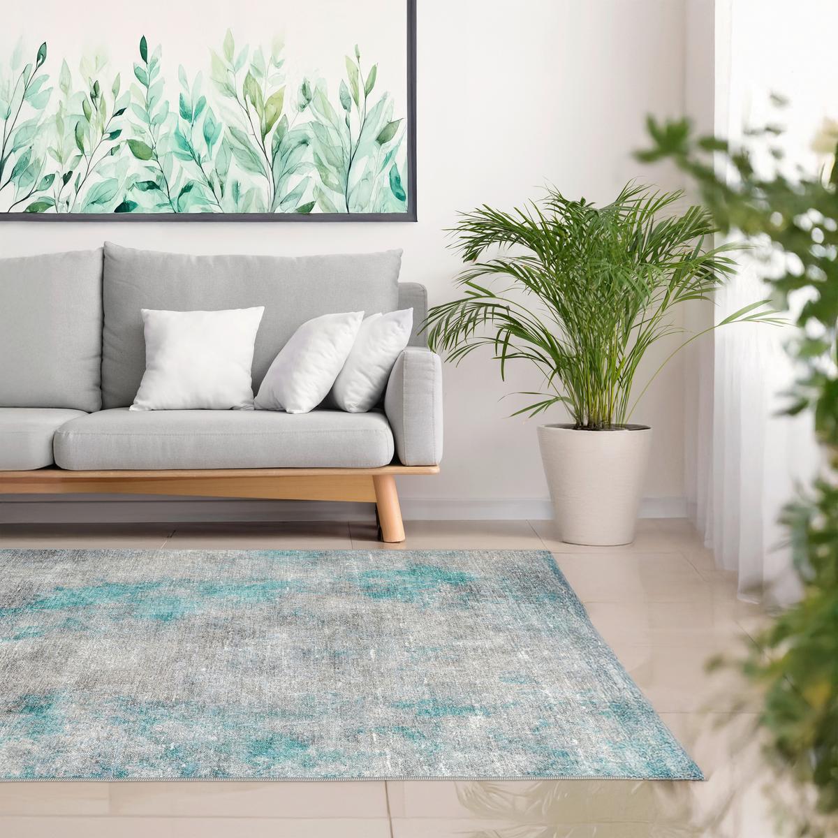 DYWAN VINTAGE ONIS ONDEA-TREND8109 - turkusowy/jasnoszary, Design, tkanina (130/190cm) - Lindorug