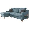 Wohnlandschaft Valentina Blau Mikrofaser - Blau/Schwarz, Design, Holz/Textil (150/228cm) - MID.YOU