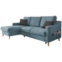 Wohnlandschaft Valentina Blau Mikrofaser - Blau/Schwarz, Design, Holz/Textil (150/228cm) - MID.YOU
