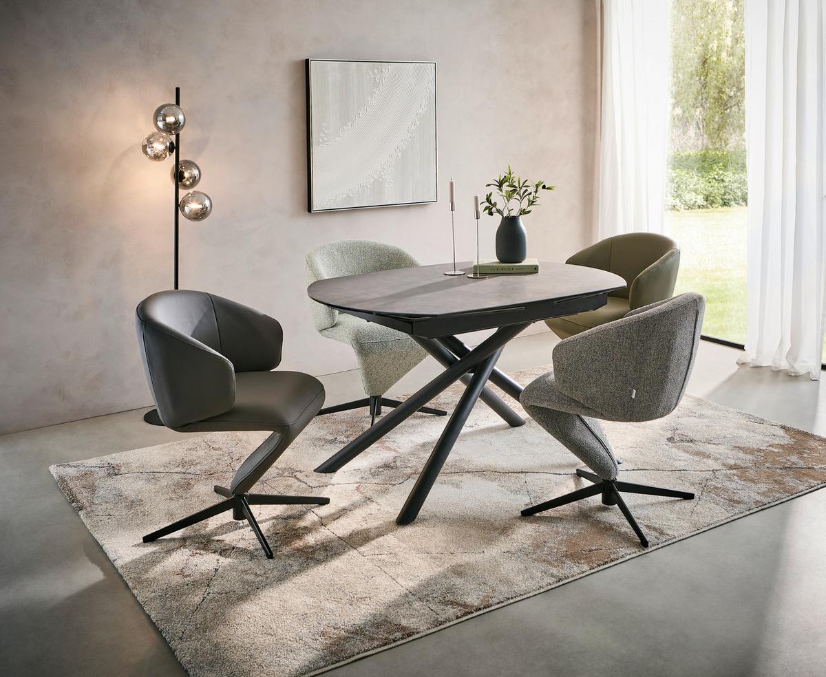 STÓŁ DO JADALNI BINZ -EXKLUSIV- - antracytowy/czarny, Design, metal/szkło (130-190/100/77cm) - Novel