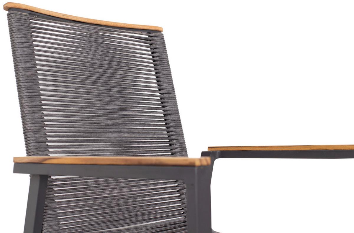 Gartensessel Montana Grau/Teak stapelbar - Grau, Basics, Holz/Kunststoff (55/87/66cm) - Gardenson