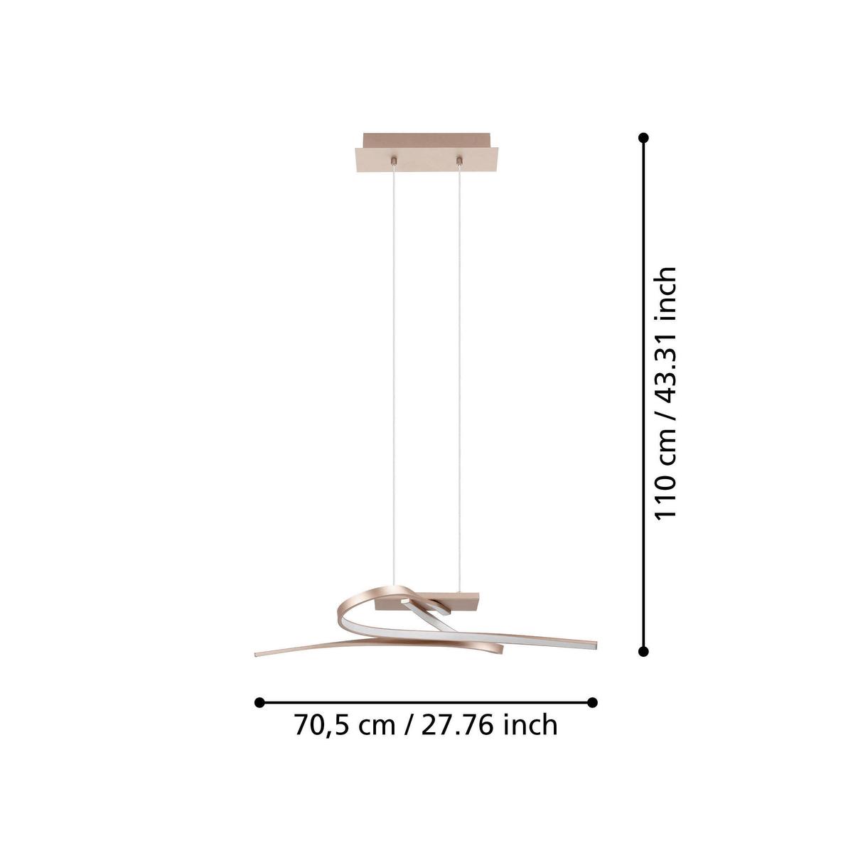 Led-hängeleuchte 97362* Palozza - Weiss/Goldfarben, Design, Kunststoff/Metall (70,5cm) - Eglo