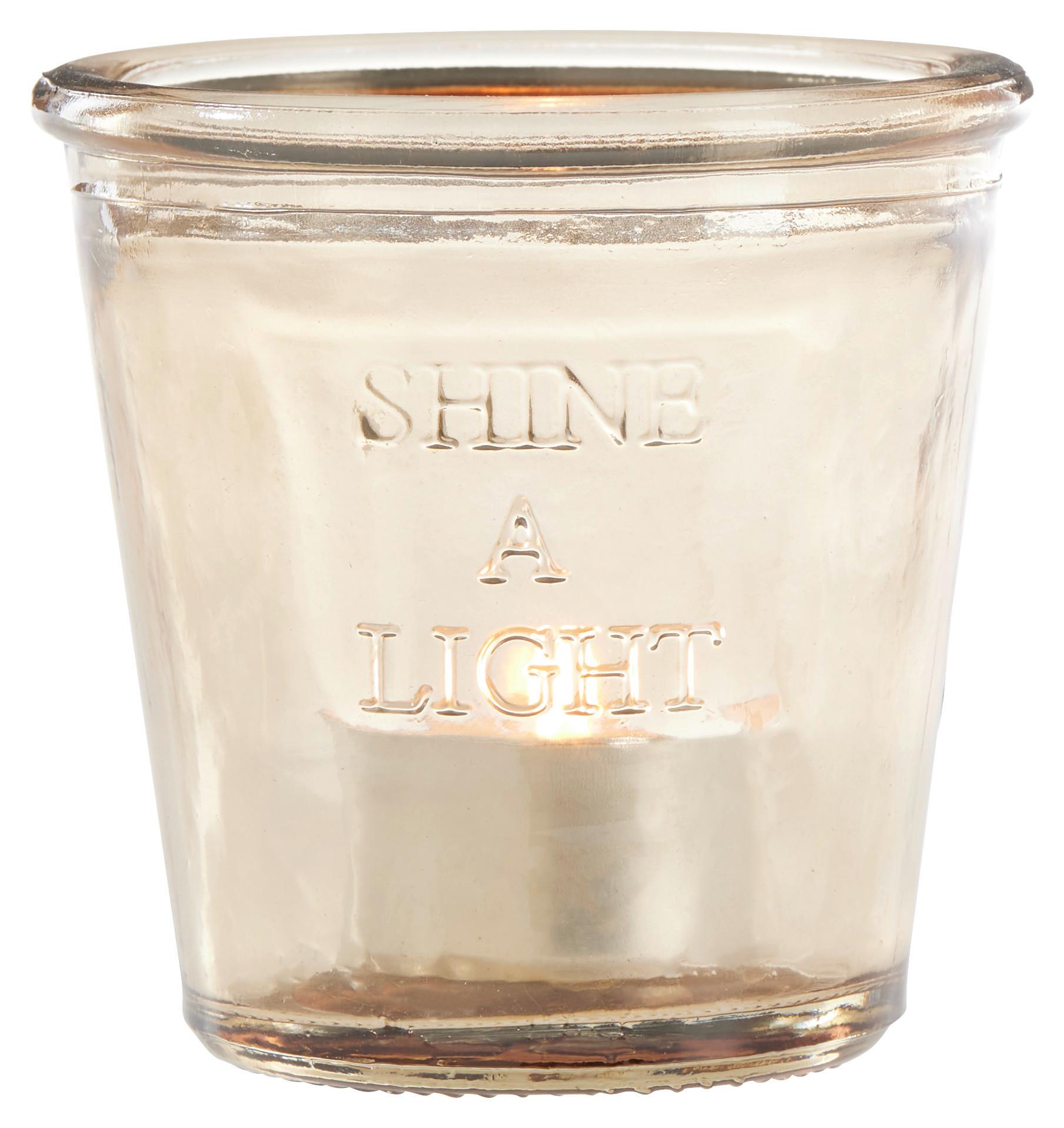 Teelichtglas Shine a Light in Beige - Beige, Glas (9/8,8cm) - Modern Living